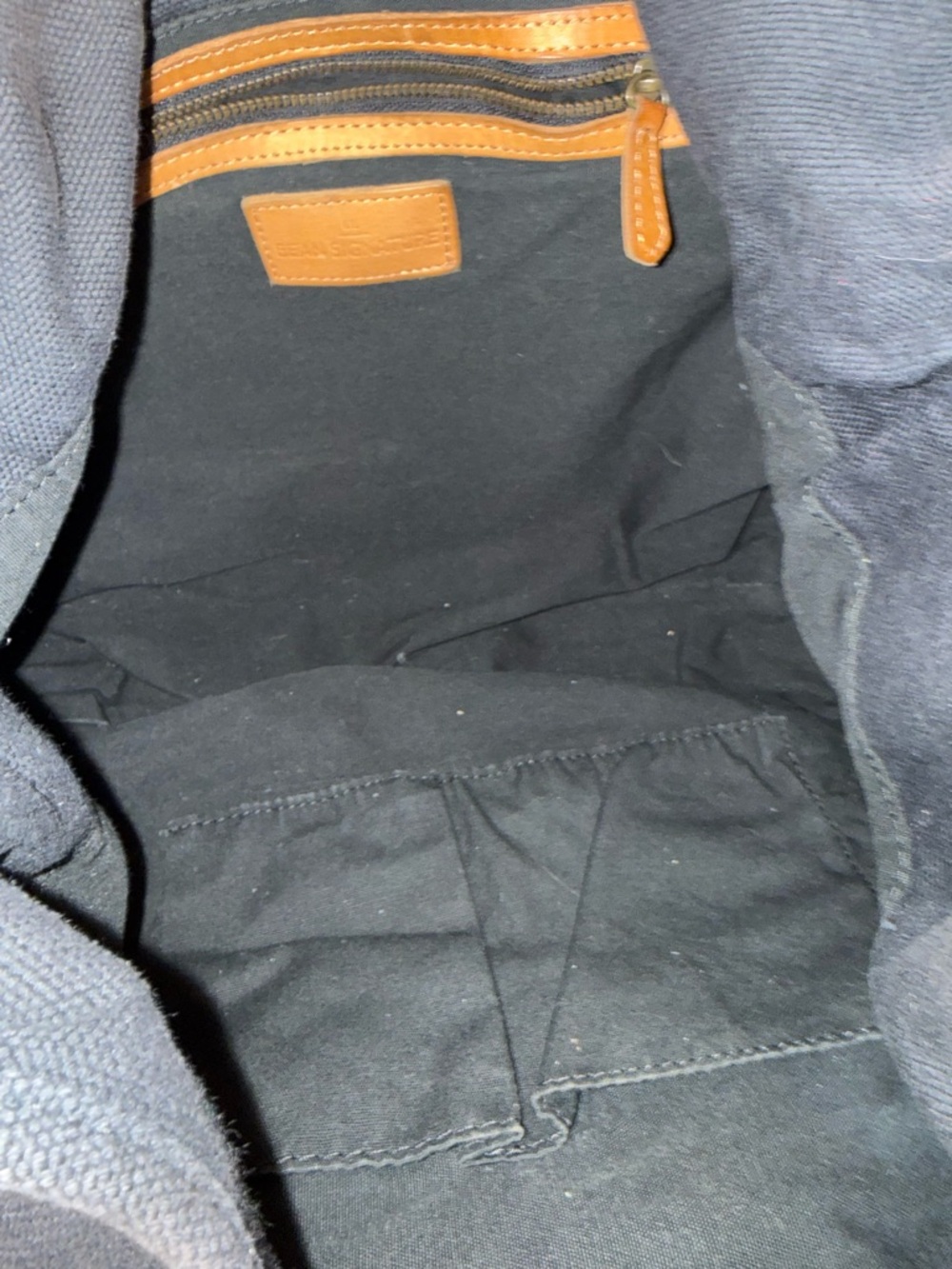 LL Bean Canvas Hobo Shoulder Bag with Leather Trim - Navy - Picture 7 of 8